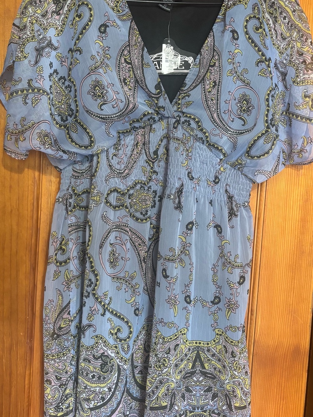 Angie Lavender Paisley Smocked Mini Dress